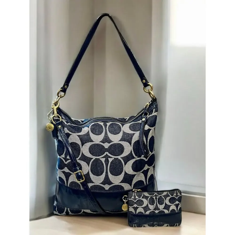 Y2K Coach 12549 Legacy Signature Denim Hobo Bag & 41718 Wristlet